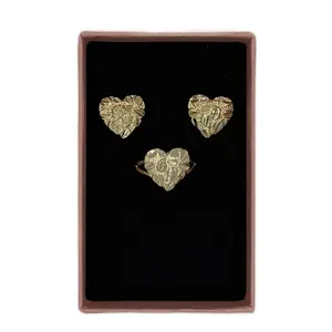14K Gold Plated Heart Nugget Earring and Ring Set