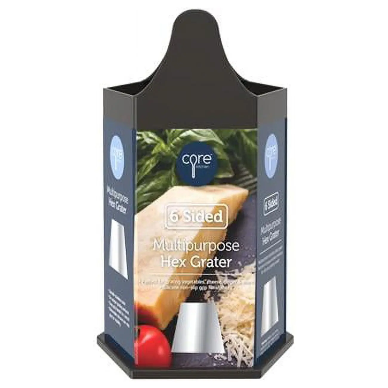 Core Kitchen 6009873 Black Polypropylene-Stainless Steel Grater, Kitchen Utensil, Utensils, Fruit