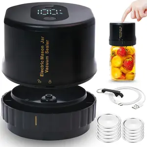 Electric Mason Cordless Vacuum Sealer Kit for Wide-Mouth & Regular-Mouth Mason Jars, for Food Storage and Fermentation, Black
