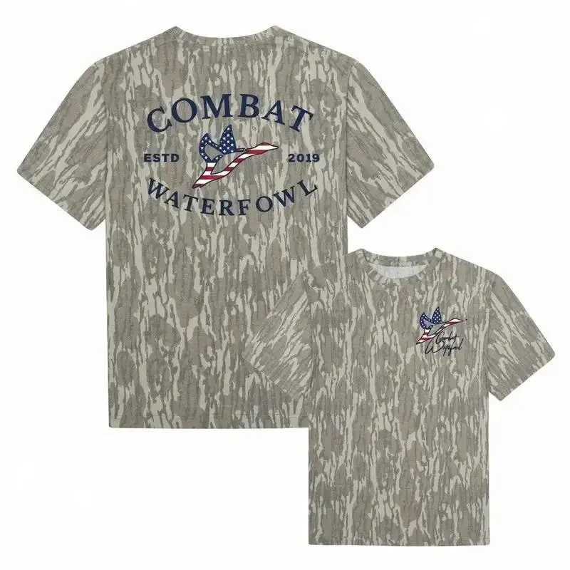 Mossy Oak Bottomland Combat Waterfowl T-Shirt, Duck Camo Tee, Men's Mossy Oak Wood Camouflage Outdoor Shirt, Gift for Dad, Gift for Him