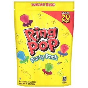 Ring Pop Candy Christmas Lollipops 20 Ct Party Favors in Assorted Fruity Flavors Full Size Bulk Variety Pack Individually Wrapped Hard Candy