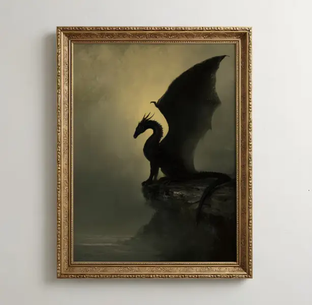 [25% OFF] [UNFRAMED]    Dragon Wall Art Print | Dark Fantasy Dragon Art | Gothic Dragon Decor | Fantasy Home Decor | Gift for Dragon Lover | DnD Room Poster Art