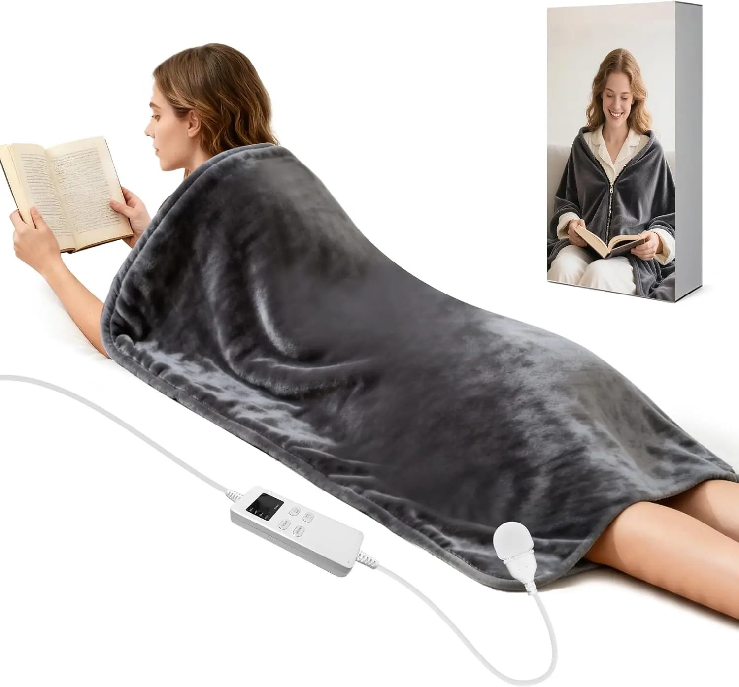 Heated Blanket for Pain Relief & Deep Sleep – Ultra Soft Electric Throw with Fast Heating, Full Body Warmth, Auto Shut-Off & Cozy Plush Fabric for Bed Sofa Couch Winter Use Wearable Full-Body Heating Pad for Cramps