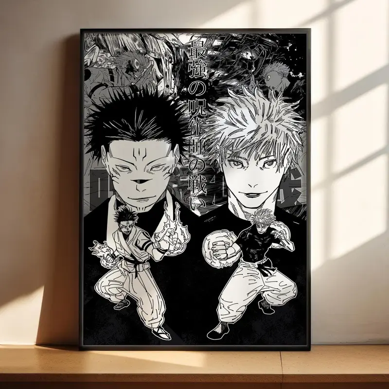 Jujutsu Kaisen Anime Poster - JJK Ryomen Sukuna Gojo Satoru Fight Anime Art Print Anime Gifts