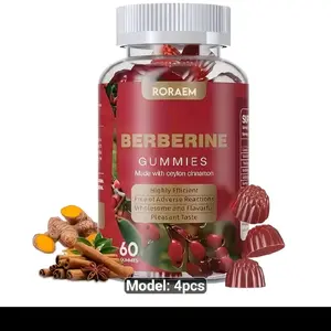 Vegan Dietary Berberine Gummies 1200Mg - With Ceylon Cinnamon, Turmeric, Milk Thistle - Raspberry Flavor (60 Count) Vitamin Fitness Healthcare Edible