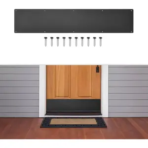 1 Pcs 6 x 34 Inch Door Kick Plates, 1.5mm Thickness Rectangular Aluminum Door Push Plate (Black) - Protective Decor for Exterior Interior Doors