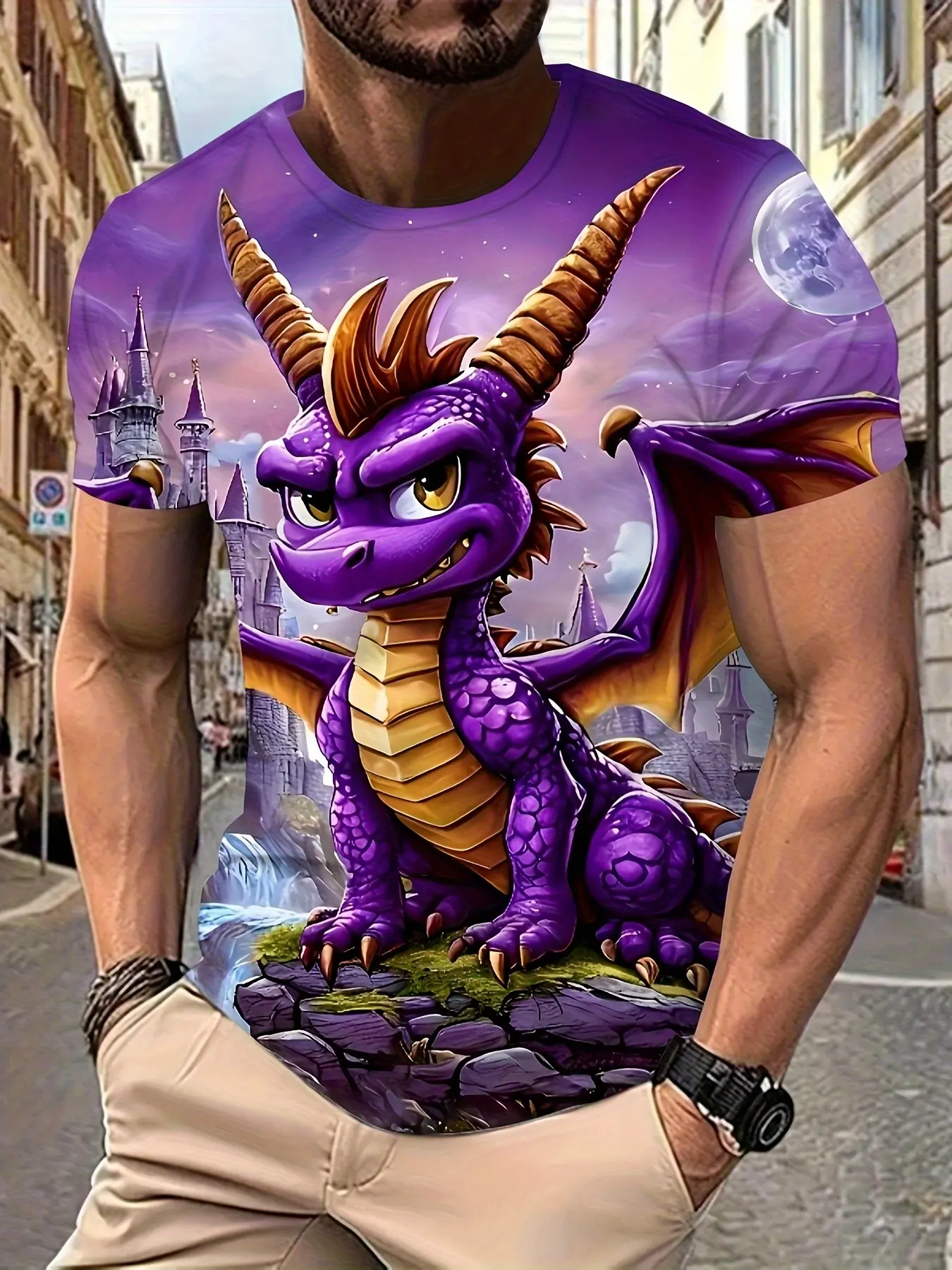 1 piece of men's digital printed short sleeved T-shirt with clear and bright patterns that are not easy to fade, the loose round neck version is not picky about body shape, suitable for casual travel, football printing, Streetwear, Menswear
