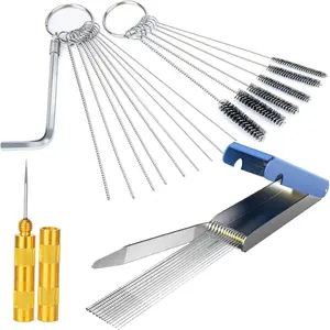 Carburetor Cleaning Kit Jet Cleaner Stainless Steel 13 Cleaning Lines Set 9 Cleaning Pieces 6 Nylon Brushes 1 Sharp Pick 1 Throttle Wrench