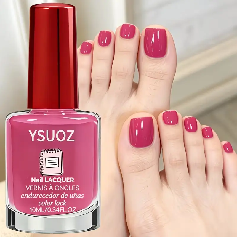 Raspberry Pink Nail Hardener, Air-Drying Liquid Nail Polish for Daily Manicure, No UV Lamp Needed - Bottle, Hands & Feet