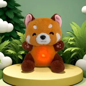 Red Panda Breathing Stuffed Animal Plush Toy for Adults, Music Lights, Rhythmic Breathing in Four Modes, Anxiety, New, 2024