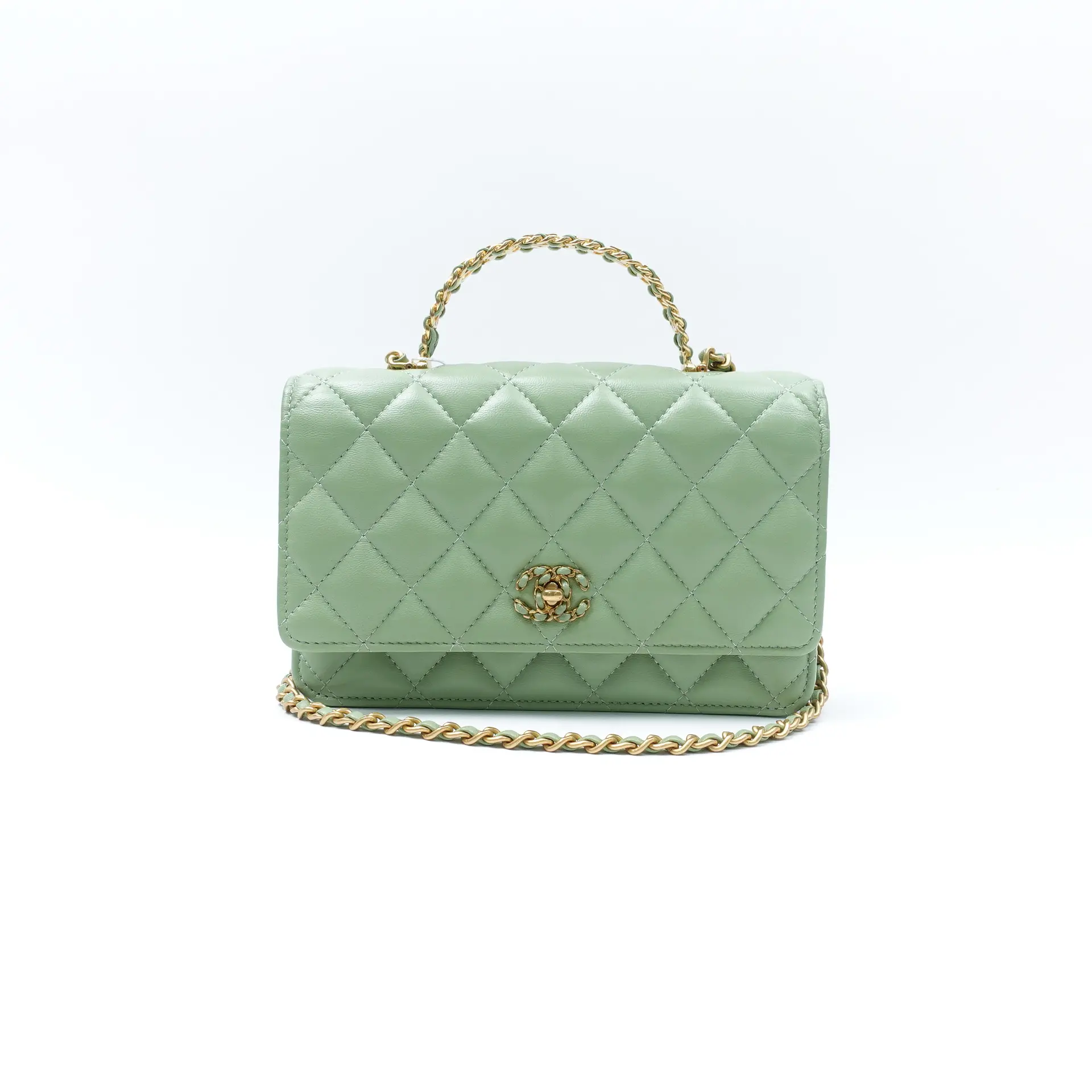 Pre-owned CHANEL Leather Shoulder Bags Green Shoulder Bag T10418512