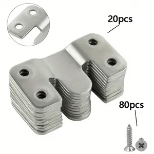 20 Frame Hooks + 80 Screws, Bed Corner Hanging Hooks, Iron Sofa Interlocking Brackets, Furniture Hardware Accessories