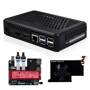 52Pi DeskPi Lite Case for Raspberry Pi 5, With Power Button/Heatsink with Armor Lite V5 Fan, Support M.2 NVMe SSD 2230/2242/2260/2280