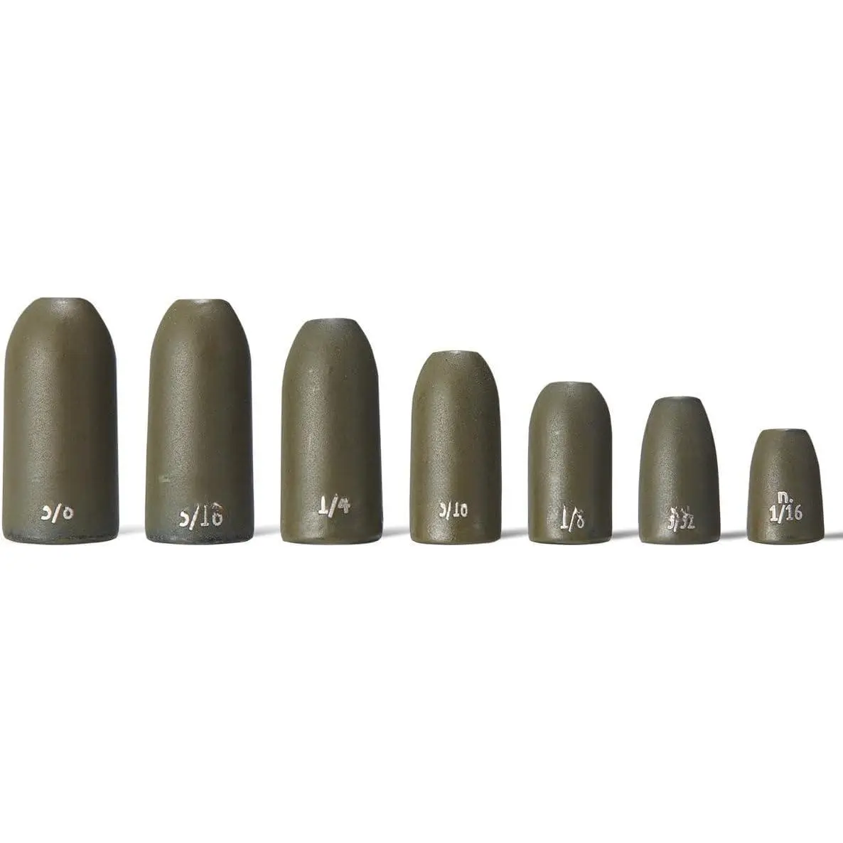 10 Pack Nako Tungsten Bullet Weights for Fishing  from 1/32 oz to 3/4 No Chip Black and Green Pumpkin Color Texas Rig Worm