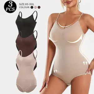 3PCS Seamless Strap Bodysuit Shapewear for Women, Minimalist Abdominal Control &Slimming Effect, Comfortable Daily Wear Triangle Panty Bodysuit, Lady Shapewear Faja Chic Style Jumpsuit Breathable Fit