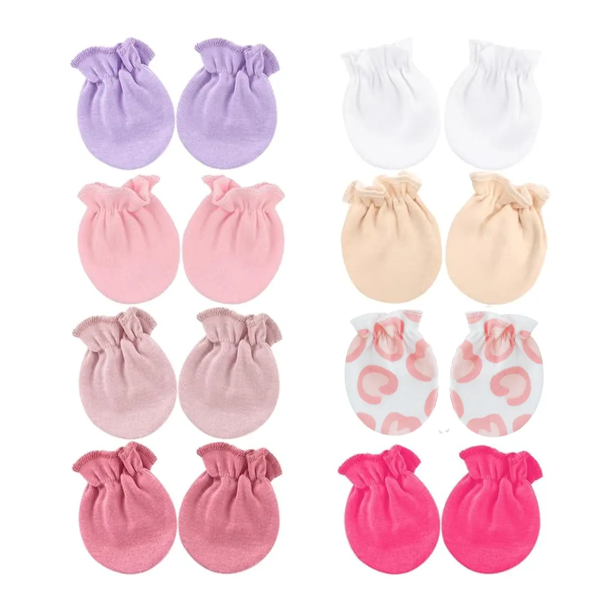 Unisex Organic Cotton Baby Gloves Set, 8-Pack No Scratch Infant Hand Warmer Gloves with Elastic Fit Wrist, Hypoallergenic Hand Covers for 0–6 Months Boys & Girls, Features Baby Gloves