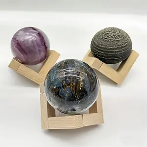 5pcs Wood Cube Display Stands with Detachable Base - Sturdy Solid Wood Globe Base for 3D Moon Lamps, Mineral Crystals, Globes, Lamp Holders - for 3D Printers Models & Earth Spheres