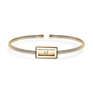 LUXORO Bar Bangle Bracelet in 10K Yellow Gold 7.25 In 5.87g Included 2.49grams Titanium Weight Christmas Gifts