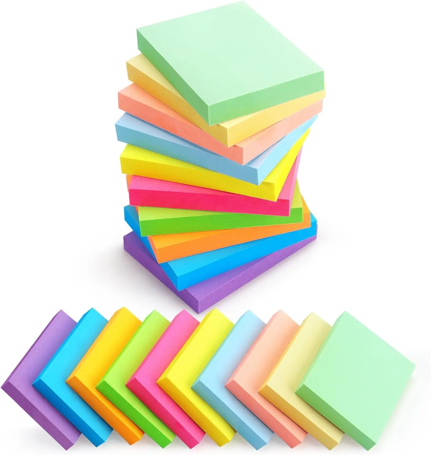 Sticky Notes 1.5x2 Self-Stick Notes 10 Bright Multi Colors Sticky Notes 20 Pads 100 Sheet/Pad