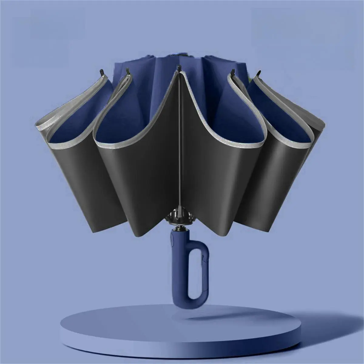 Portable Folding Umbrella, Foldable Umbrella, 1 Count 46 Inch Windproof Umbrella with Reflective Strip, Durable 10 Rib Design Umbrella for All Weather