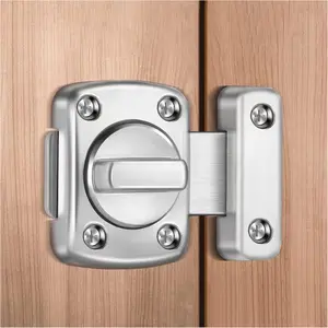 2-way Rotating Security Door Reinforcement Lock Set, Sturdy and Durable Slide Bolt Latch, Easy To Install Door Hardware for Bathroom, Wine Cabinet and Pet Door