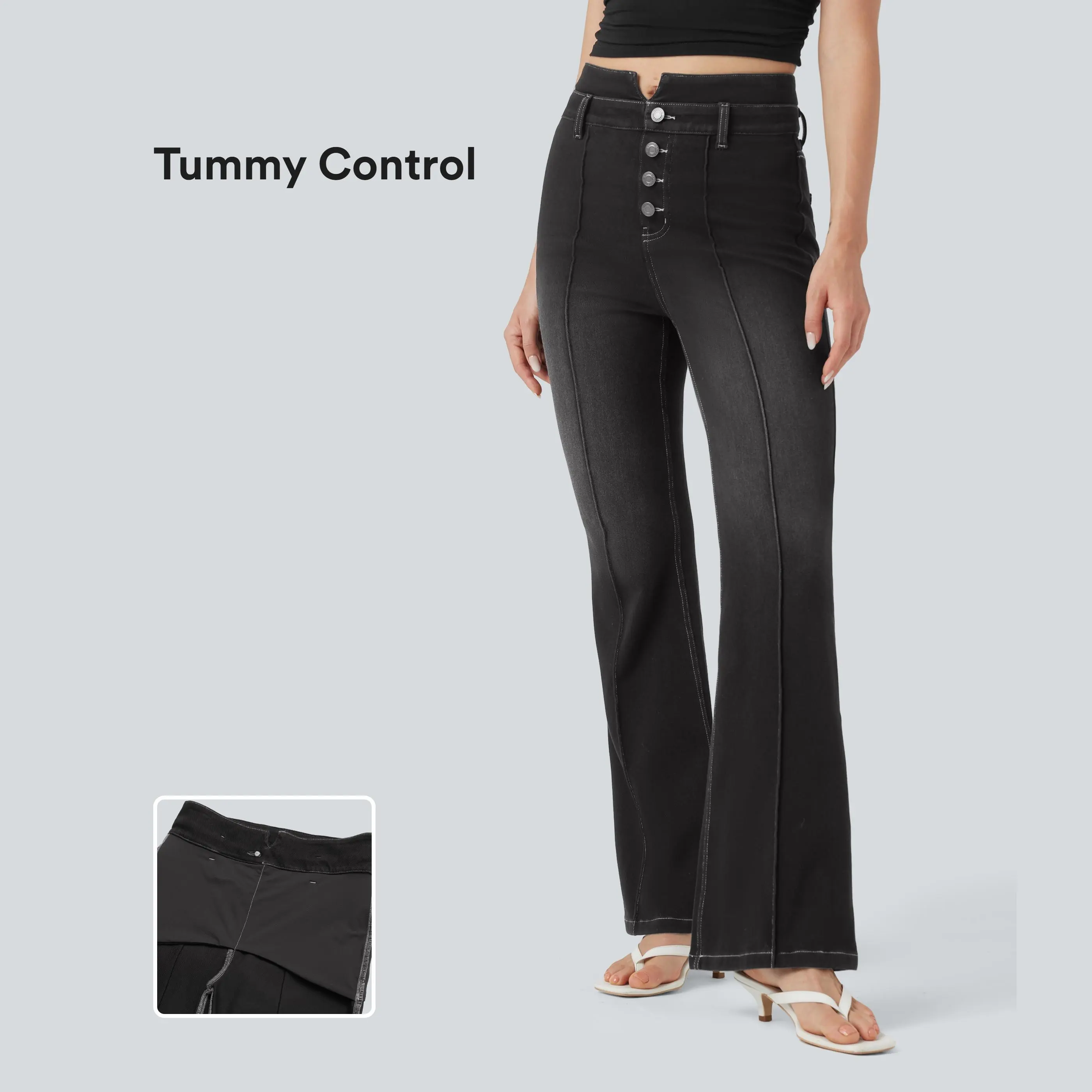 Halara Flex Mid Rise Tummy Control Casual Flare Jeans with Pockets #BackToSchool