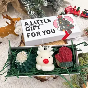 Christmas scented candle Gift Box Set, handmade soy candles, including Christmas trees, deer, gloves, Santa Claus, snowflakes, etc., suitable for Christmas party decorations, Christmas gifts, home table holiday decorations, gift box