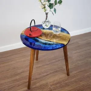 Epoxy Walnut Side Table - Live Edge Sea Design Epoxy Furniture