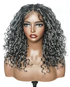 JALIZA Lola - 16" Pre Bleached Salt & Pepper Boho Locs Wig | Blend Human Hair And Synthetic Fiber Boho Curls