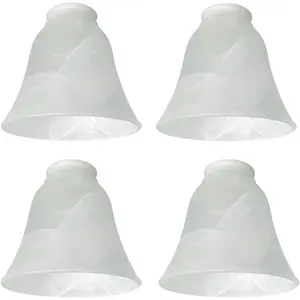 4 Pack Ceiling Fan Light Covers Transitional Style Replacement Bell Shaped Glass Shade Ceiling Fan Replacement Globes (Alabaster, 4-3/4'')