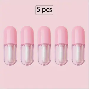 5 Reusable Mini Lip Gloss Tubes and Lip Balm Containers, DIY Travel Transparent Lip Oil Jars, Women and Girls Makeup Accessories