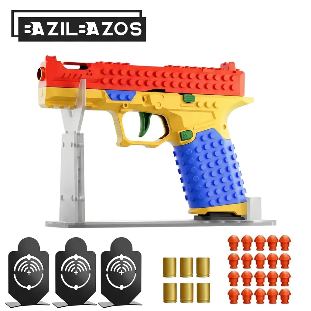 BAZILBAZOS-[BONUS TARGET INCLUDED] summervibes–Tactical DIY Building Block Handle Set, Build-Your-Own Multiplayer Strategy Toy for Outdoor Team Activities, Creative Festival Gift Portable