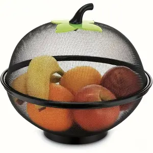Apple Shape Fruit Basket with Mesh Cover, Reusable Kitchen Organizer, Ventilated Hanging Hole, Hangable Container, Ideal for Fruits Vegetables Camping Christmas Decor