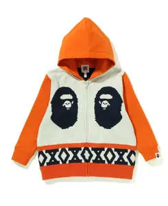 Bape Kids Ape Head Knit Body Zip Hoodie Orange Size 100 K