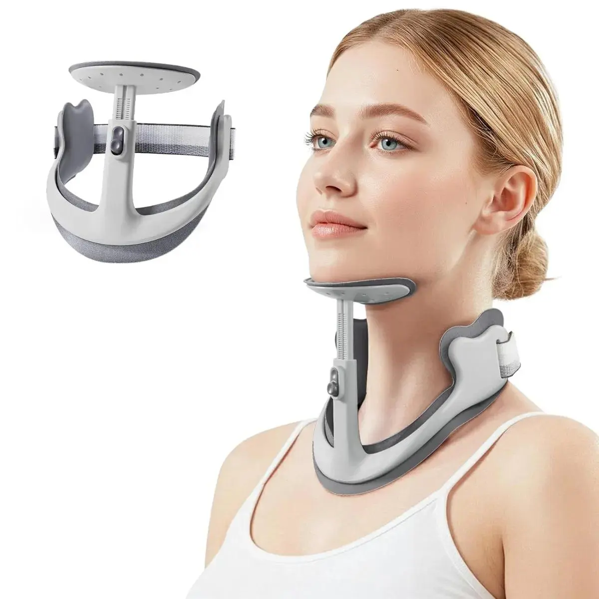 POSTURE AURA 5th Gen Adjustable Neck Support Brace, 4-Point Chin Support Corrector with Chin Lifting Back & Shoulder Alignment for Desk Work, Reading, Chin Lifting Back, Neck & Shoulder Supports