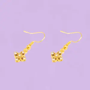 《YNC01》Mini Crown Drop Earrings, 25mm Length, Dainty Stone Accent Jewelry