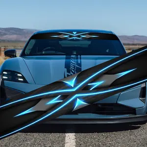 A geometric black and blue car windshield sticker for Toyota, Volkswagen, Land Rover, Citroen, Honda, Mitsubishi, Ford, BMW, Opel, Porsche, Citroen, sedans, SUVs, MPVs, Decorative Decal, Universal Car Sticker, Decal For Cars