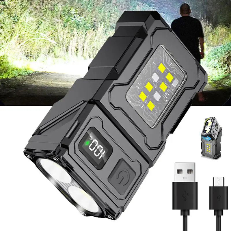 1PC LED Flashlight Rechargeable, Portable Flashlight, Portable Pocket Light, Mini Work Lihgt, Small EDC Flashlight Clip On with Back Clip, Magnetic Flashlight, Rechargeable Flashlights, for Emergency, Walk Dog, Working, Hiking, Camping