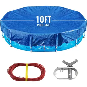 14Ft Pool Covers for(10Ft)Above Ground Pools, Winter Pool Cover,Heavy Duty Above Ground Pool Cover Includes Winch and ,UV Protection, Strength&Durability,Blue/Black(Cover Only)