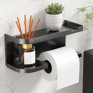 Wall-Mounted Toilet Paper Holder with Shelf, Dual-Use Bathroom Accessory, Dispenser with Storage Drawer, Tissue Dispenser, Suitable for Home and Hotel Use
