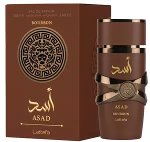 Lattafa Asad Bourbon Unisex Eau de Parfum Spray 3.4 Ounce 100 ml - Rich Bourbon & Black Pepper Scent for All Occasions Leather Vanilla