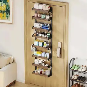 8-Layer Over The Door Pantry Organizer, 2-in-1 Wall Mount or Hanging Spice Rack, 8 Adjustable Height Baskets (1.8" Each) for Kitchen Cabinet, Closet, Pantry Storage Above Toilet Shelf