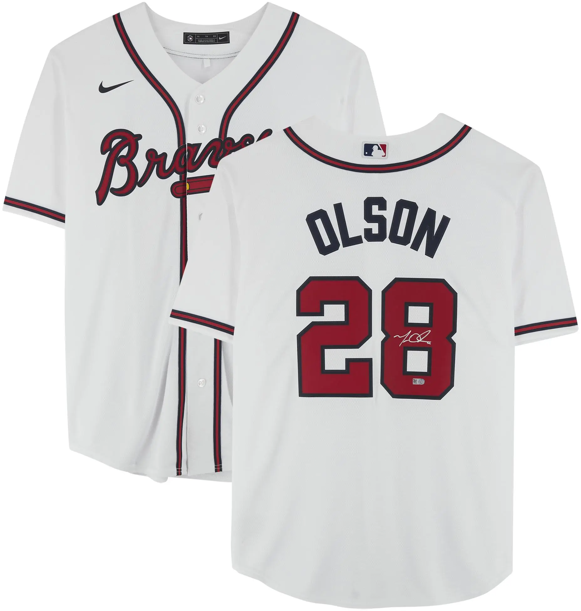 Matt Olson Atlanta Braves Autographed White Nike Replica Jersey - Fanatics Authentic Certified