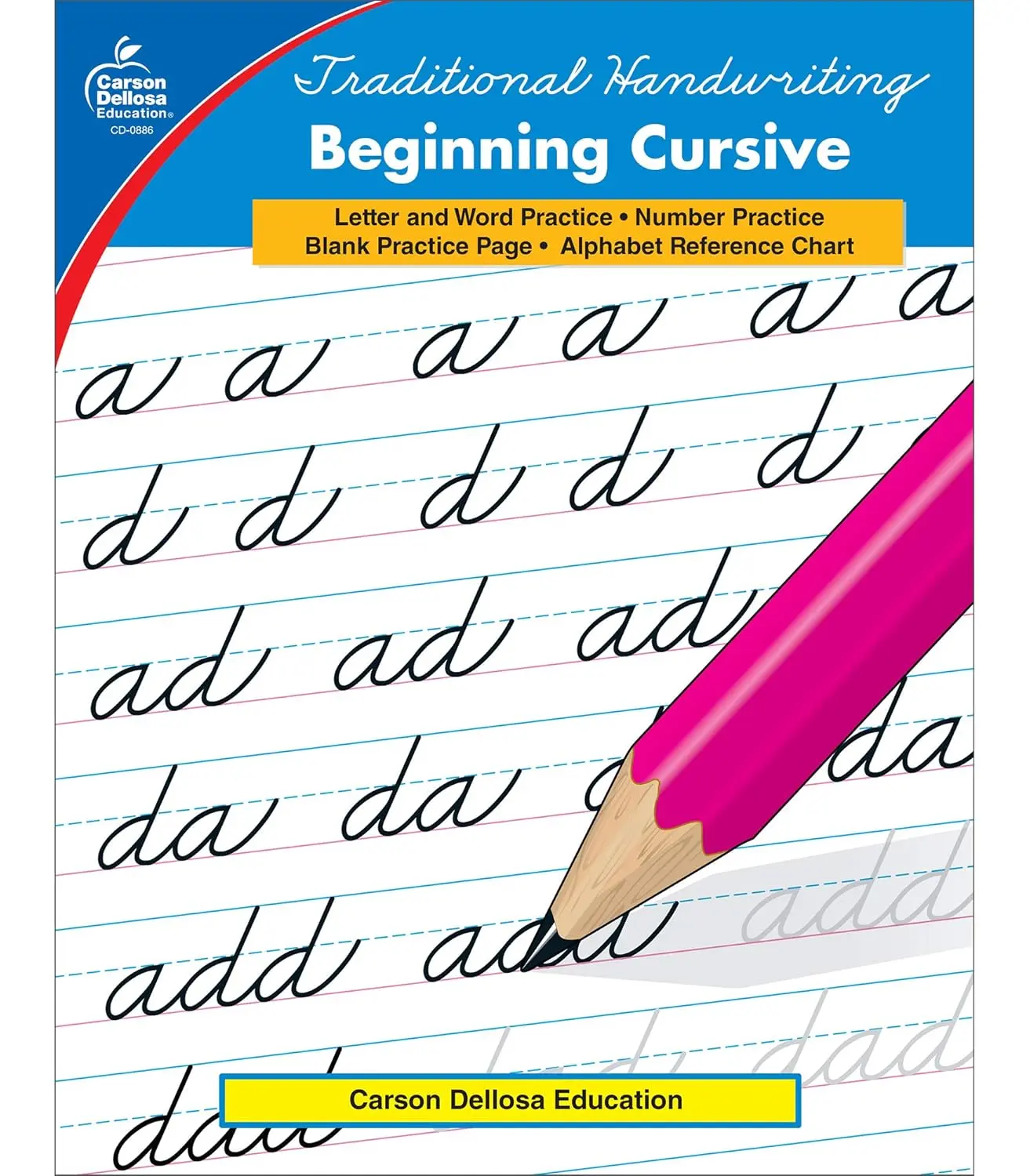 Carson Dellosa Beginning Cursive Handwriting Workbook - Paperback, Traditional Alphabet Tracing Book with Number & Sight Words Practice, Ages 7 and Up, 8.5" x 11", for Classroom or Homeschool Curriculum
