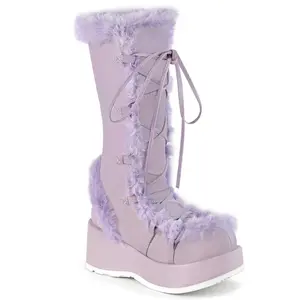Demonia Cubby-311 Lavender Vegan Leather Knee-high Boots