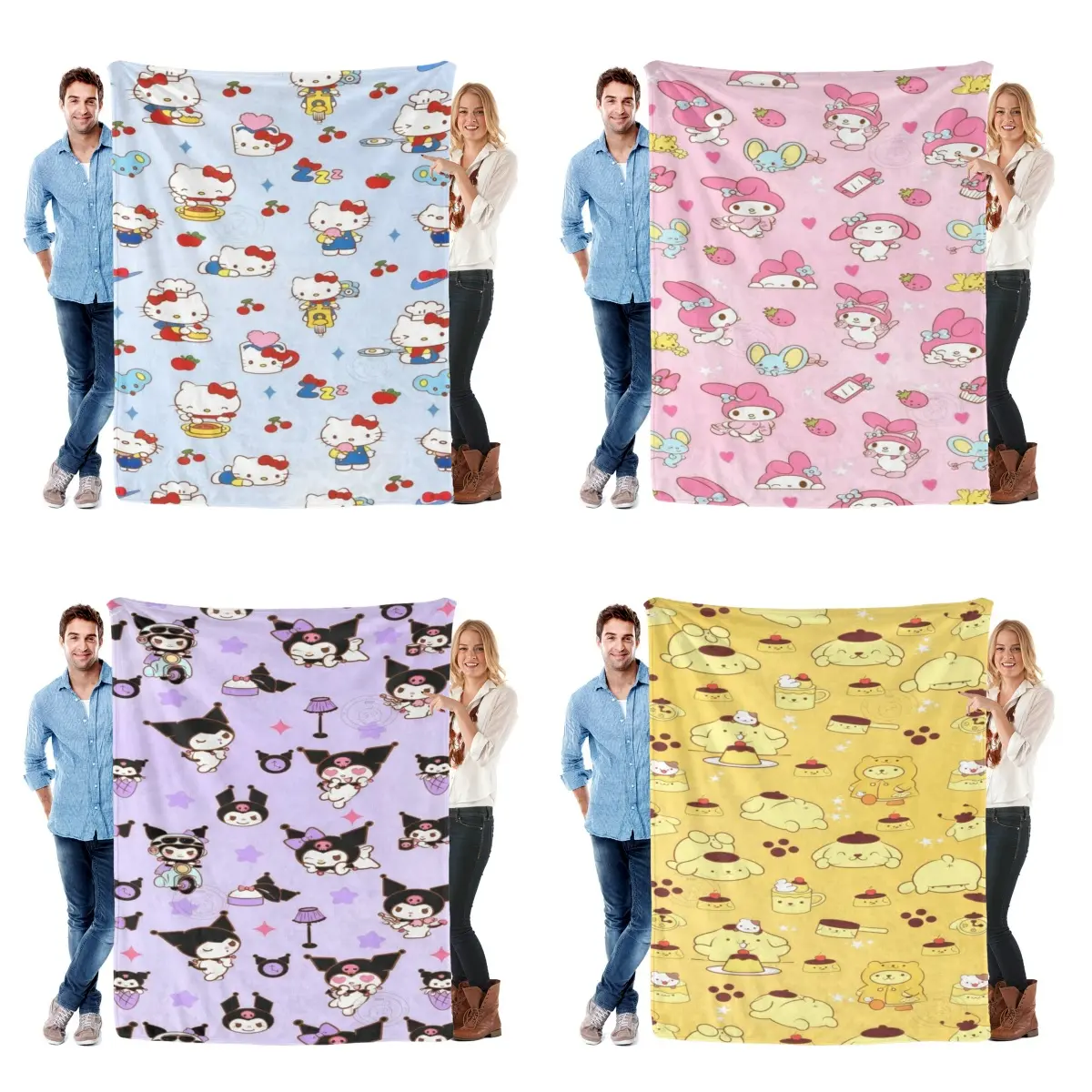 Official Sanrio Character Blankets 4 Sizes Lightweight Air Conditioning Cooling Throw