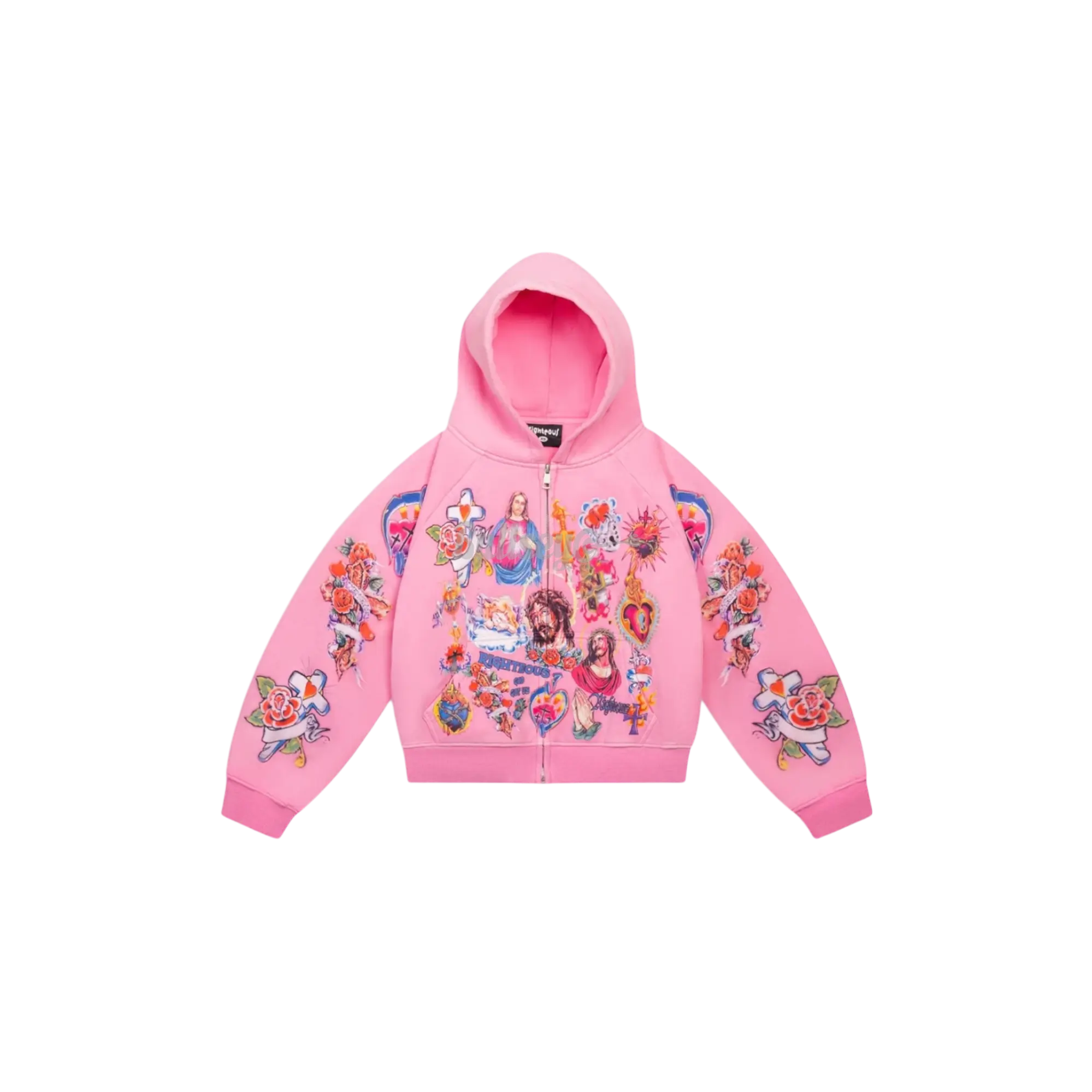 We Are Righteous Risen King Pink Cropped Zip-Up Hoodie - TikTok Shop
