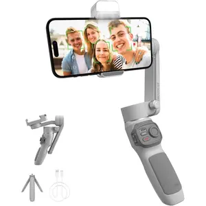 Smooth Q3, 3-Axis Gimbal Stabilizer for Smartphone with Fill Light and Tripod, Auto Inception -Zoom Time-Lapse, Portable and Foldable, Gesture Control, Android and iPhone Gimbal