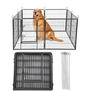 Outdoor Dog Playpen,Heavy Duty Metal Pet Exercise Pen,24 Inch, 8 Panels Metal Dog Fence with Gate, Pet Fence for Large/Small Dogs, Portable Dog Fence for RV Camping, Yard,32*24in