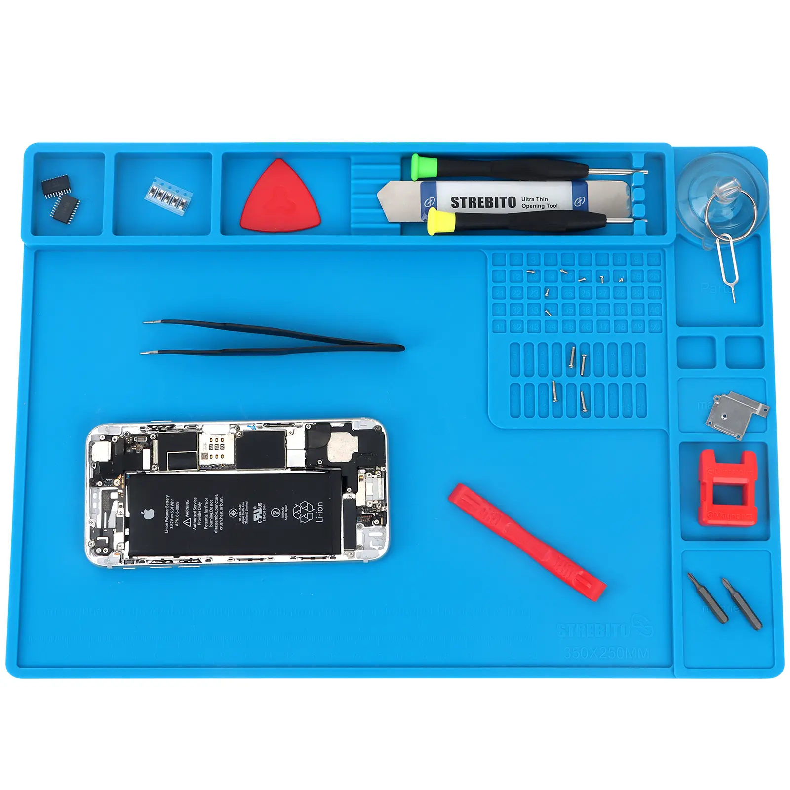 Heat Resistant 932F Electronics Soldering Repair Mat with Magnetic Holder for Screws Tools Phone Watch Silicone Workstation Pad